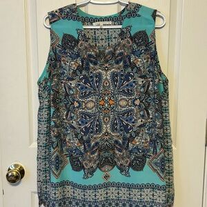 Violet & Claire Teal and Blue Paisley Blouse